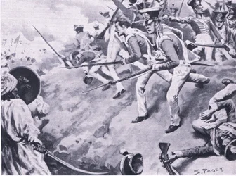 ダバの戦い、1843年3月24日、イギリスと陸海の戦い1915年のイラスト