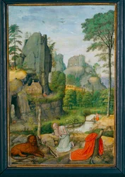 Paysage avec saint Jerôme penitent et la guerison du lion - 悔悛する聖人ジェロームとライオンの治療のある風景 ...