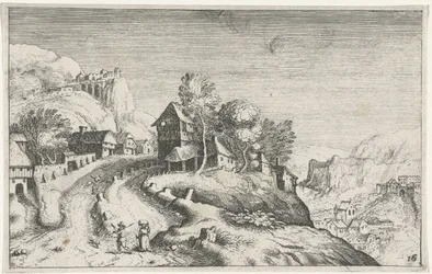 山の風景の中の村 さまざまな風景（連載タイトル） Topographia variarum regionum (シリーズタイトル)