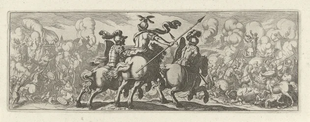 Drie cavaleristen bij een veldslag met olifanten 騎兵（シリーズタイトル） Faecvnda は Phaebus の最愛の人であり、熱心な天才の男性に感謝する Florentia は、水星がベテランのクライアントを彫った胸の力によって pvgnas によって十分に示されています (シリーズ タイトル)