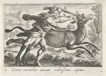 Hercules vangt de Hind van Cerynea 金色の角を持つシカは非常に速く捕まえられます (オブジェクトのタイトル) Herculische theme
