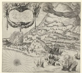 1605年、ティドールにおけるオランダ軍によるポルトガル軍への勝利（左の図版）