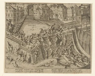「スペインの猛攻」：住民たちがスヘルデ川へ逃れる、1576年