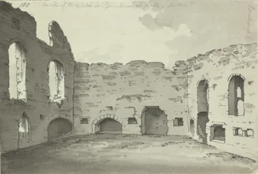 バンバラ城、台所の廃墟、追加。 15542、f.180、c.1780（紙にペンとインクのウォッシュ）