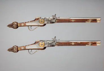ザクセン選帝侯のボディガード用に作られたホイールロック ピストルのペア、ドイツ語、c1610