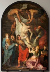 教区教会 (Sint-Walburgakerk)。 絵画「十字架の降下」。 シモン・ド・パプ。 PPRubens にコピーします。 17世紀半ば。