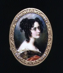 ジョージナ・カロリーナ（レディー・アストリー）のポートレート・ミニアチュール 1827年頃（アイボリーに水彩画