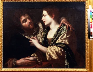 恋人。 シモン・ヴーエ (1590-1649) の絵画。 キャンバスに油彩、82 x 100 cm