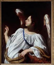 天使はキリストの受難の道具である縄と財布を持っている シモン・ヴーエ（1590-1649）の絵画の詳細 17世紀 個人蔵