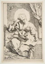鳥とマドンナと子供、ca。 1635-1636。
