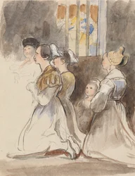 Um grupo de mulheres na missa