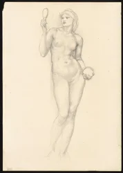 右手に鏡を持つ裸の女性像