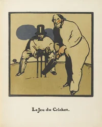 クリケットゲーム。 Almanach de Douze Sports、1898から