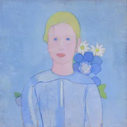 紙の花を持つ少女