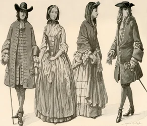 チャールズ2世、ジェームズ2世、ウィリアムとメアリーの統治時代の服1682-1700、1903、1937。
