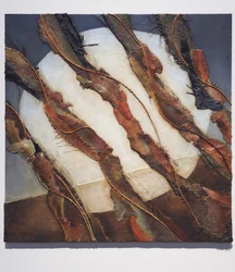羊飼いたち, 2007 (パネル、ヘシアン、ロープ、革、紙、顔料)