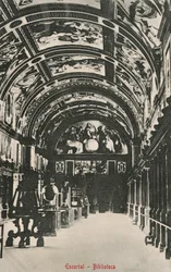 スペイン、エル・エスコリアル図書館（モノクロ写真）