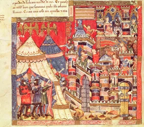 Fol.40vコーデックスベニートサンタモーラのギリシャ収容所とトロイの街