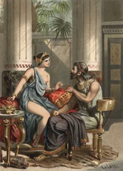 SophonisbeはSyphax王の妻であり、Numibieの女王（紀元前235-203年）。Juan Justo Huguet著「El Culto de la Hermosura」（Molinas Hermanos editores）に掲載されています。