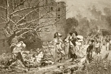 1890年頃に出版された「Album Artistico」からのフランソワ・フラメンによる絵画の後、フランス革命中のフランスのマシュクールの虐殺（リソ）