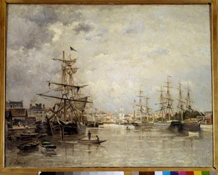 Le port de Caen 絵画 Stanislas Lepine (1835-1892) 1859 Sun.0,72x0,91 m パリ、オルセー美術館