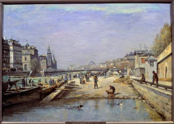 Le quai aux fleurs à Paris スタニスラス・ルピーヌ（1835-1892）による絵画 19世紀 ランス、ボザール美術館蔵
