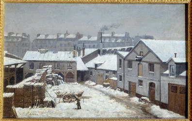 Les faubourgs de Paris sous la neige スタニスラス・ルピーヌ(1835-1892)の絵画 19世紀 日。0.26x0.43 m ルーアン、ミュゼ・デ・ボザール