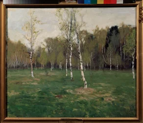 5月。 スタニスラフ・ユリアノビッチ・ジュコフスキー（ジュコフスキー）（1873-1944）による絵画、キャンバスに油彩