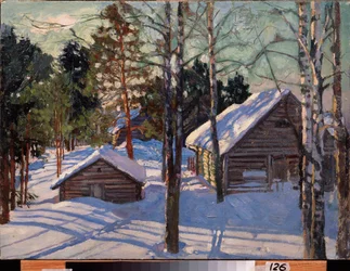 冬 (冬) - スタニスラフ・ユリアノビッチ・ジュコフスキー (ジュコフスキー) (1873-1944) による絵画、キャンバスに油彩 - ロシア美術