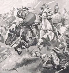 シュルーズベリーの戦い、1403年7月21日、「土地と海でのイギリスの戦い」のイラスト、ロンドン、カッセル発行、1910年