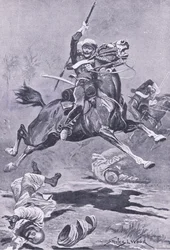 デリーでの第9ランサー、1857年、陸と海でのイギリスの戦い、1915年のイラスト