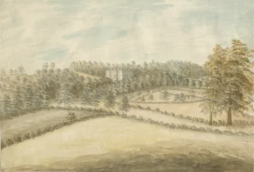 ボーデサーホールと公園：水彩画、nd [1762-1802]