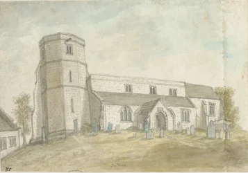 ディルホーン教会：水彩画、nd [1762-1802]（絵画）