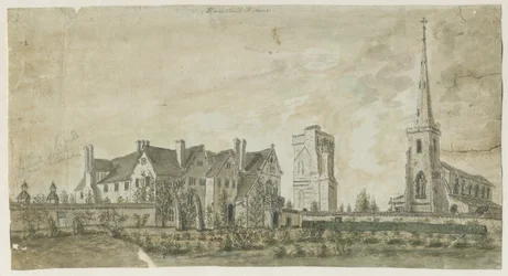 ハムストール・リッドウェア-教会とマナーハウス：水彩画、nd [1762-1802]