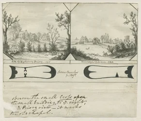 Mavesyn Ridware-ブライスベリー修道院のサイト：墨絵、1795年