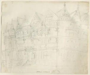スタッフォード-古代「ハイハウス」：鉛筆画、nd [1794]
