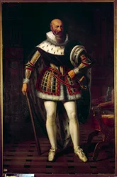 Retrato de corpo inteiro de Maximilian de Bethune, Marquês de Rosny, Duque de Sully (1559-1641) Pintura de Sebastien Louis Norblin de la Gourdaine (1796-1884)