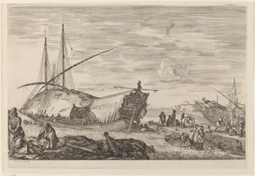 帆で覆われたデッキを備えたギャレー、おそらくc。 16541655。