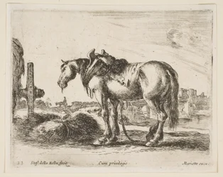 プレート22：カートの馬、さまざまな動物からDiversi animali、ca. 1641年。