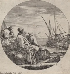 2 人のトルコ人商人のいる海港、1656 年。