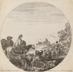 羊飼いと群れ、女性とラクダ、1646年。