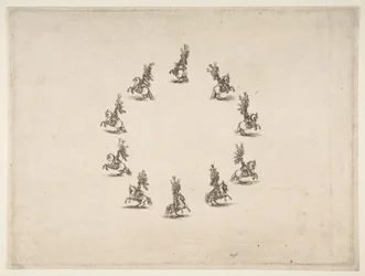 円を形作る10人のキャバリアー、1652年。