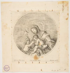 聖ヨハネと聖母子、ラウンド構成、ca。 1641年。
