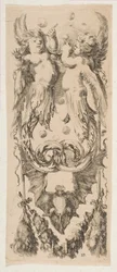 泡を吹いて装飾品に変わる体を持つ 2 つの翼のある子供, ca. 1653年。