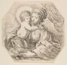 ヴァージンとキリストの子供、八角形の構成、ca。 1649
