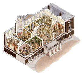 デヴォンシャー・ハウス、ピカデリー、ロンドン、1860-1910年頃（インク、水彩画）