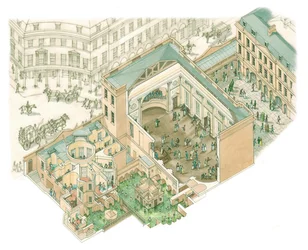 グランド・ポンプ・ルーム、バース、サマセット 1795-1825年頃 （紙にインク、水彩画）