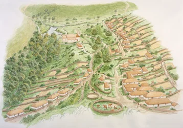 ワーラム パーシーの中世の村、ノース ヨークシャー、13 世紀 c2000s