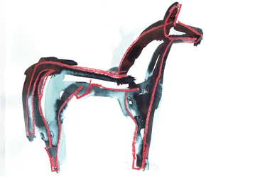 馬 III, 2016 （紙にオイルパステル＆布用染料）