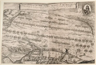 馬の軍隊と陛下の足、トーマスフェアファックス卿の説明。 1645年6月13日